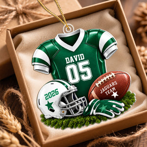 Personalized Football Player Christmas Ornament, Custom Name Jersey Gift