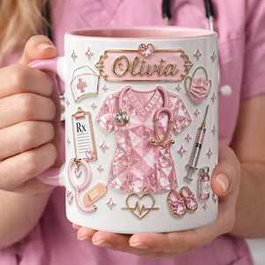 Personalized 3D Effect Nurse Name Mug-Custom RN Gift Coffee Cup