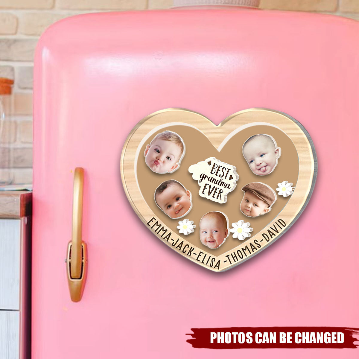 Custom Grandkids Face With Name Magnet, Mother's Day Gift For Nana