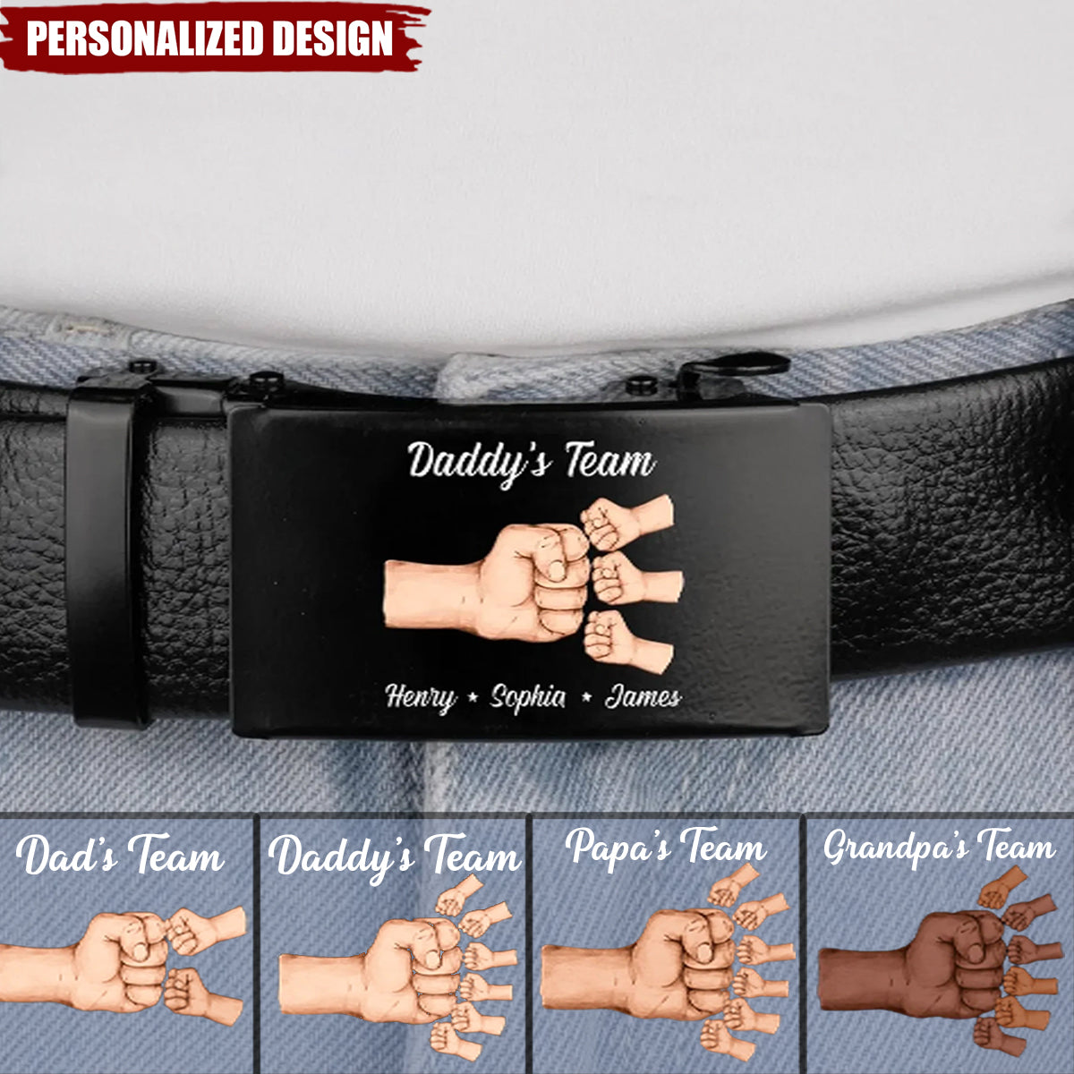 Squad Of Daddy - Personalized Printed Father's Day Belt
