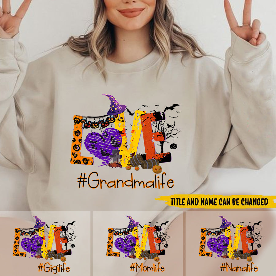 Halloween Love Grandma Life and Kids Personalized Sweatshirt Gift