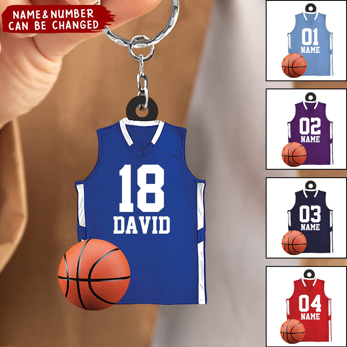 Personalized Basketball Jersey Keychain, Basketball Player Gift