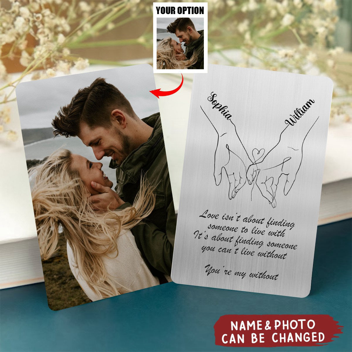 Custom Wallet Photo Insert Card, Valentine's Gift  - Personalized Aluminum Wallet Card