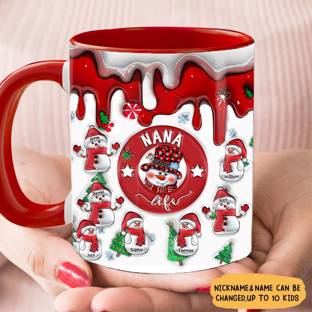 Personalized Grandma Life Snowman With Grandkids Mug