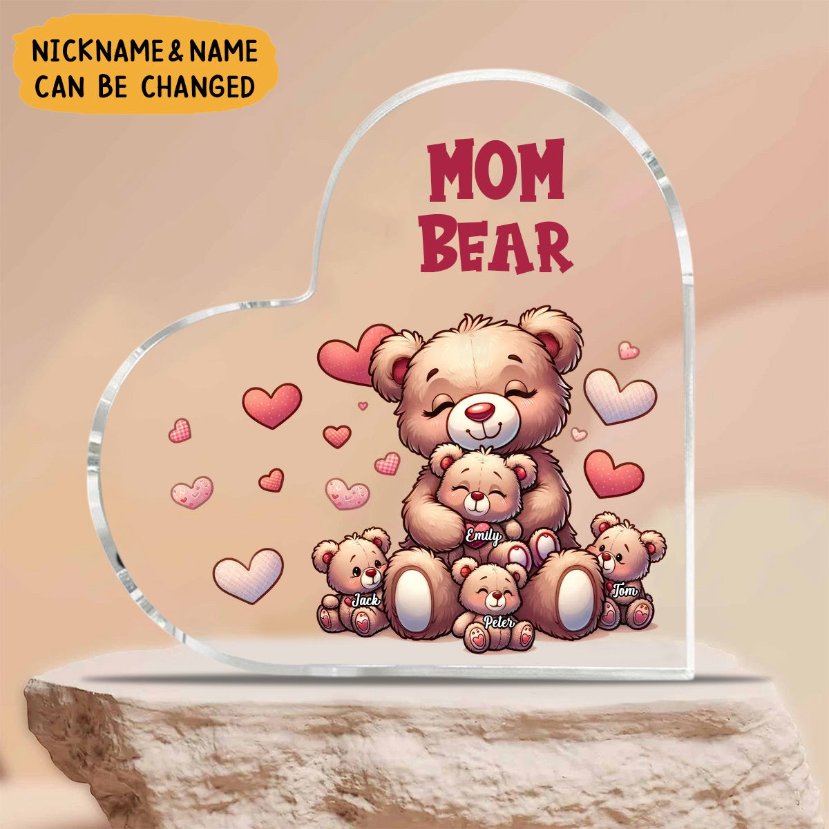 Grandma Bear With Cute Grandkids Personalized Acrylic Plaque