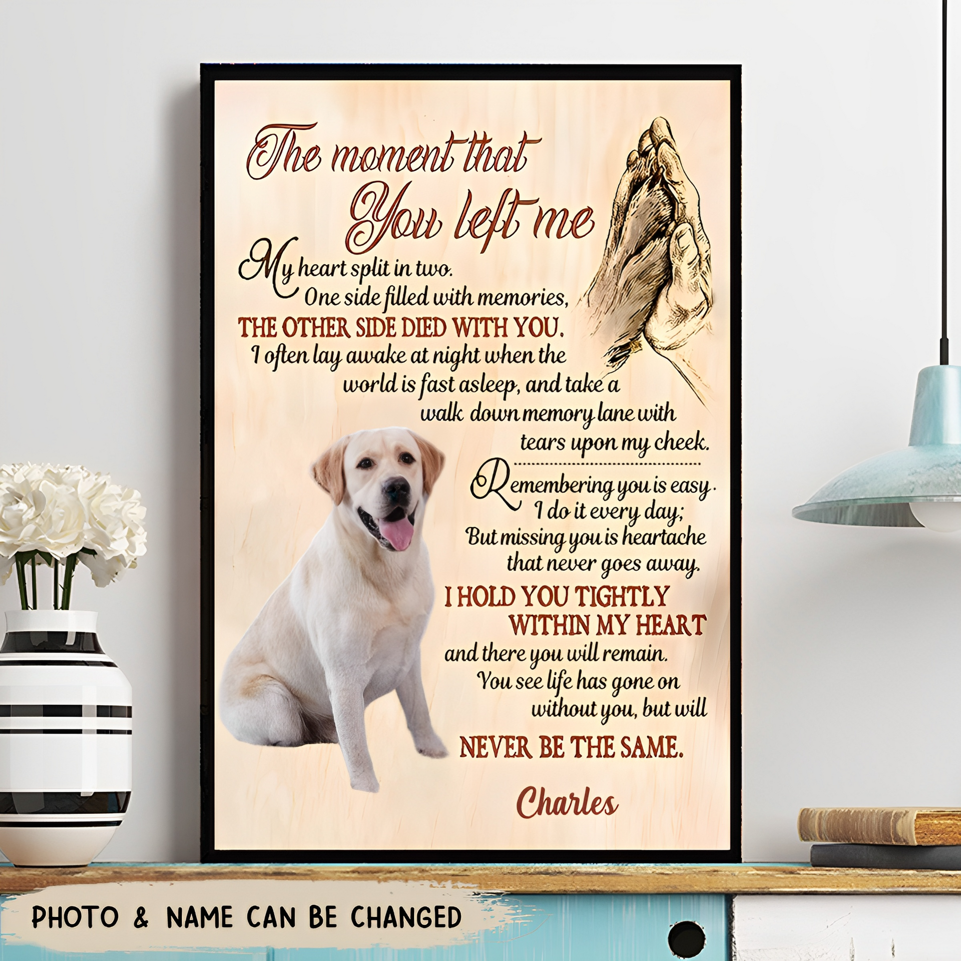 Personalized Memorial Gift For Loss Of Dog, Dog Memorial Wall Art, Pet Sympathy Gifts