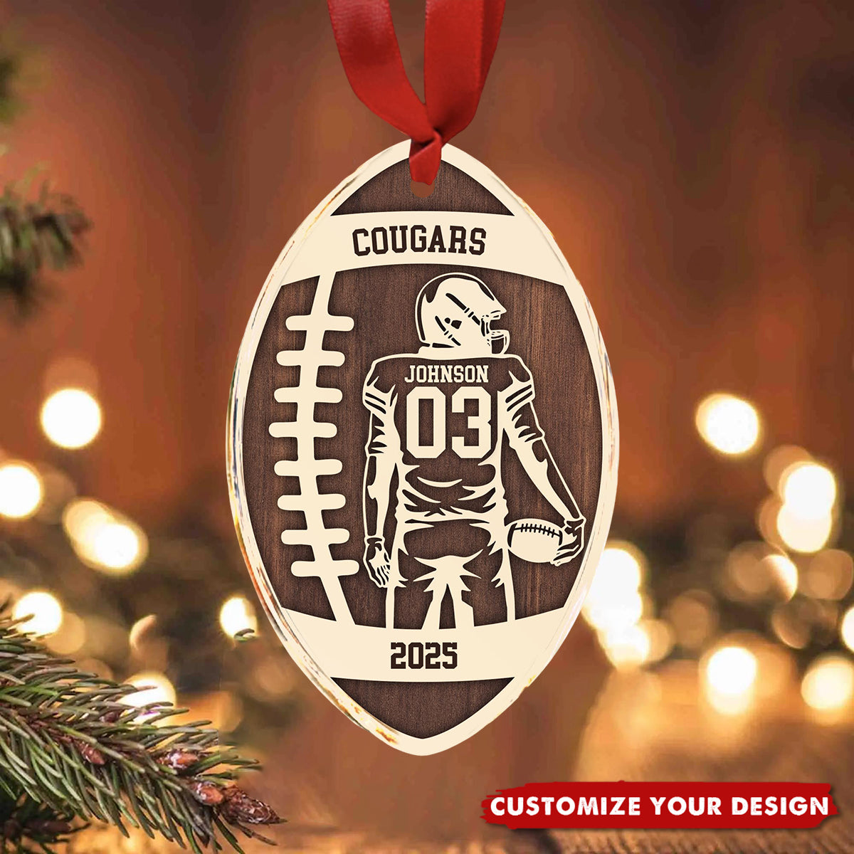 Personalized Football Ornament, Gift For Football Lovers