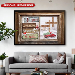 Home For Christmas With All  Hearts-Personalized Vintage Poster Family Gift