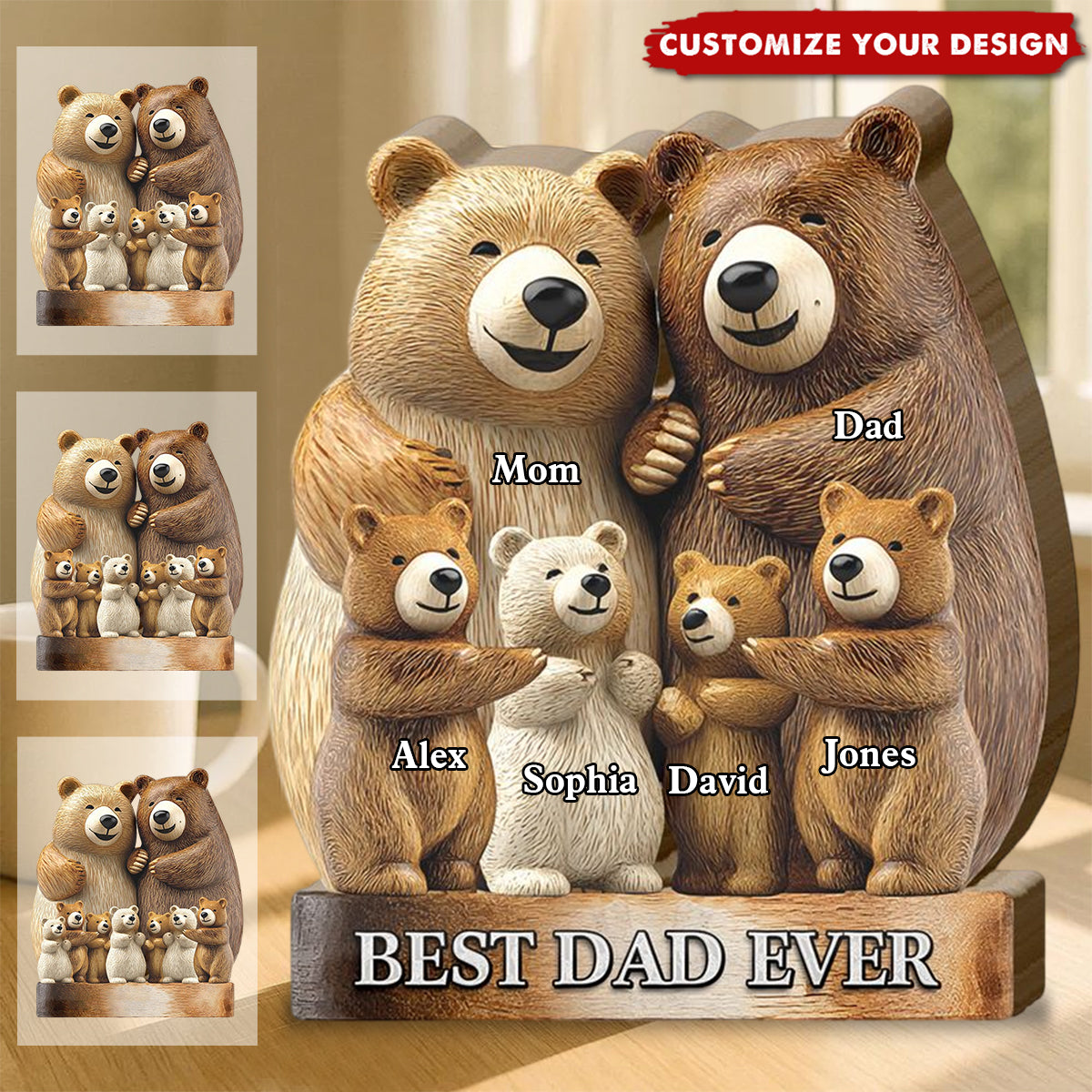 Family Bear - Personalized Family Shaped Plaque