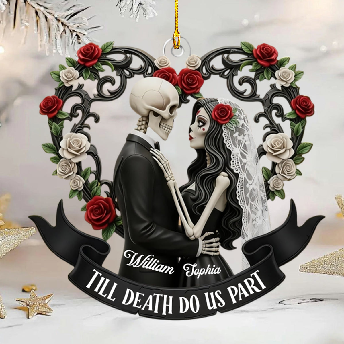 Till Death Do Us Part - Personalized Skeleton Couple Acrylic Ornament