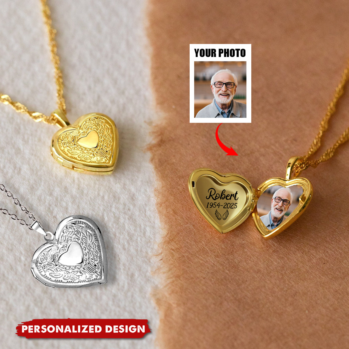 Custom Photo I'm Always With You - Memorial Personalized Custom Heart Locket Necklace