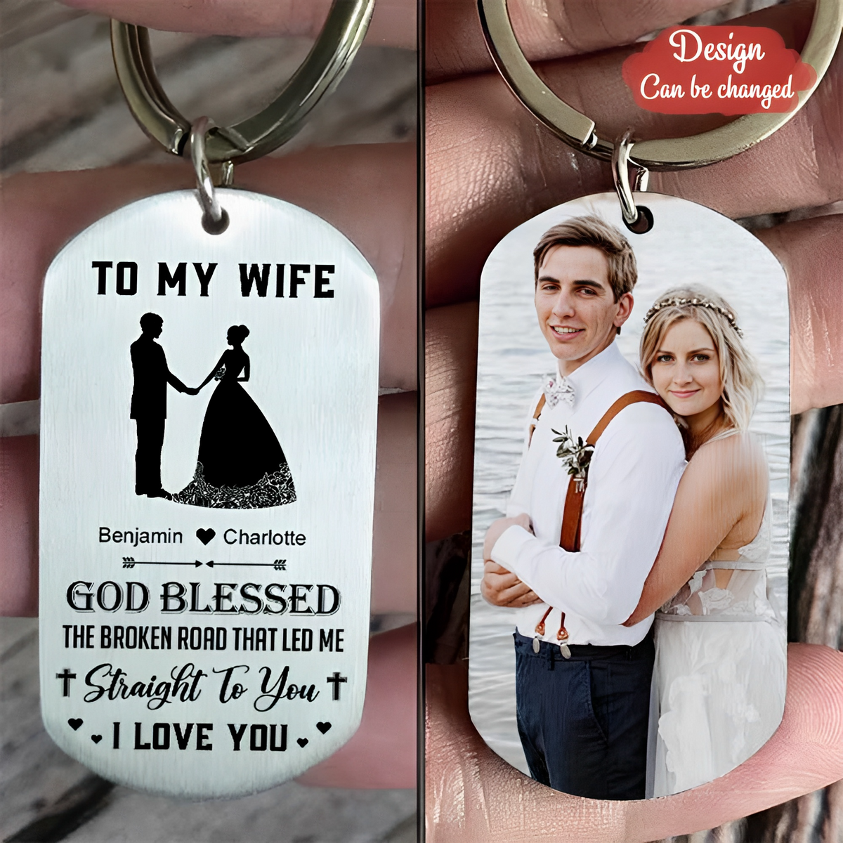 God Blessed The Broken Road That Led Me Straight To You - Upload Image Personalized Keychain
