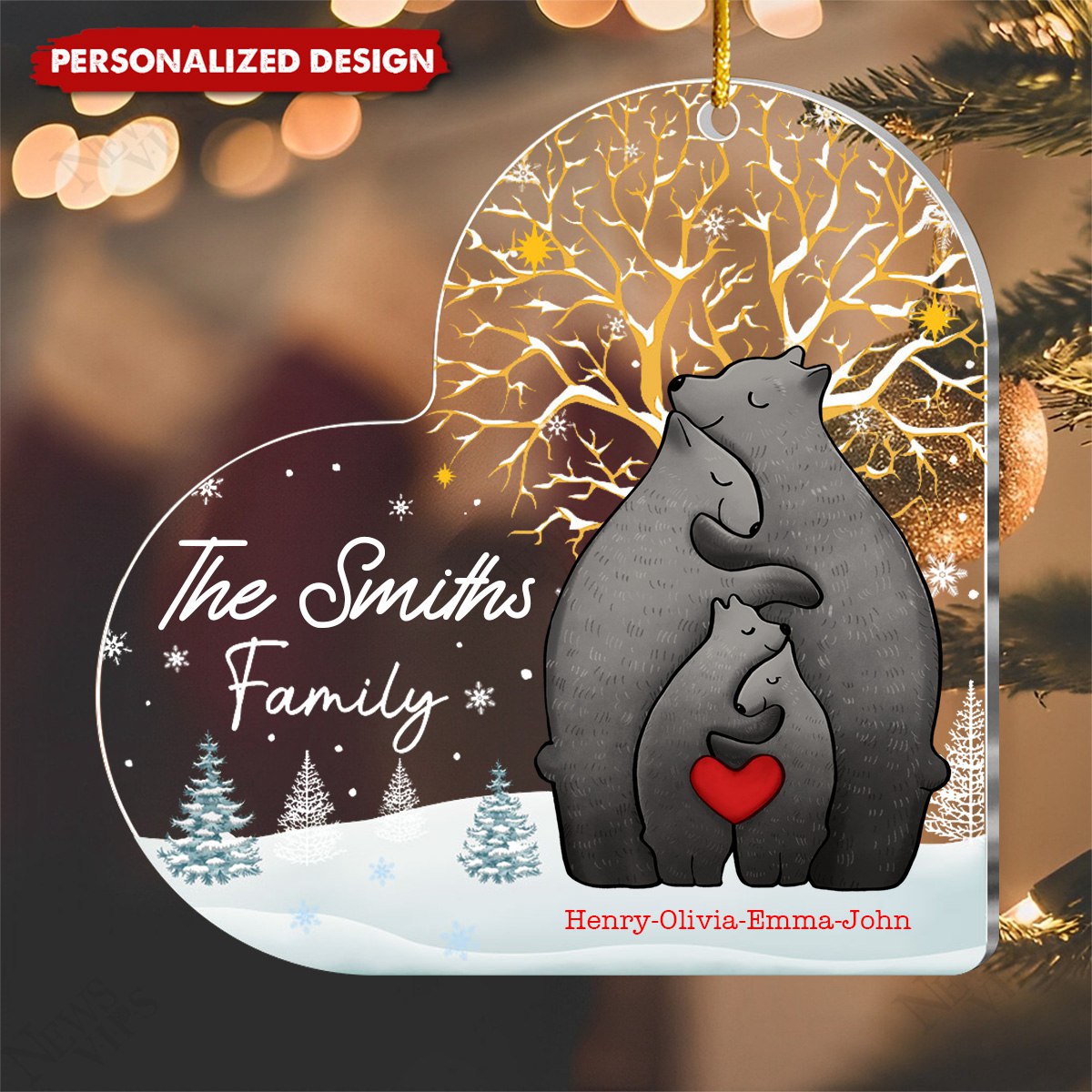 Personalized Bear Family Ornament