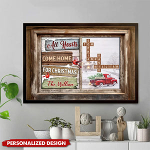 Home For Christmas With All  Hearts-Personalized Vintage Poster Family Gift