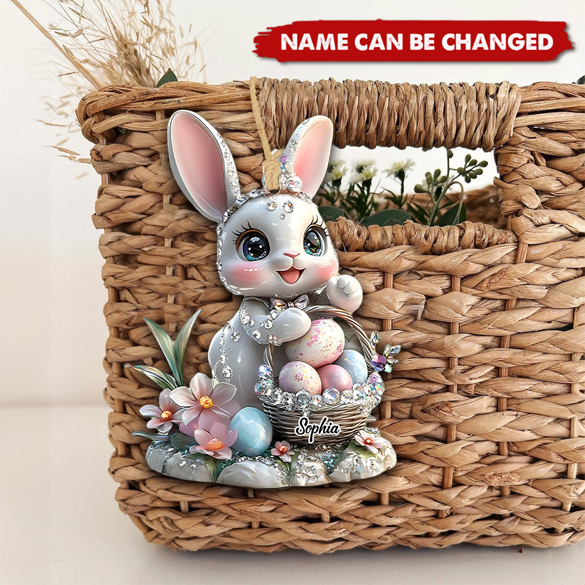 Personalized Easter Cute Garland Bunny Acrylic Ornament