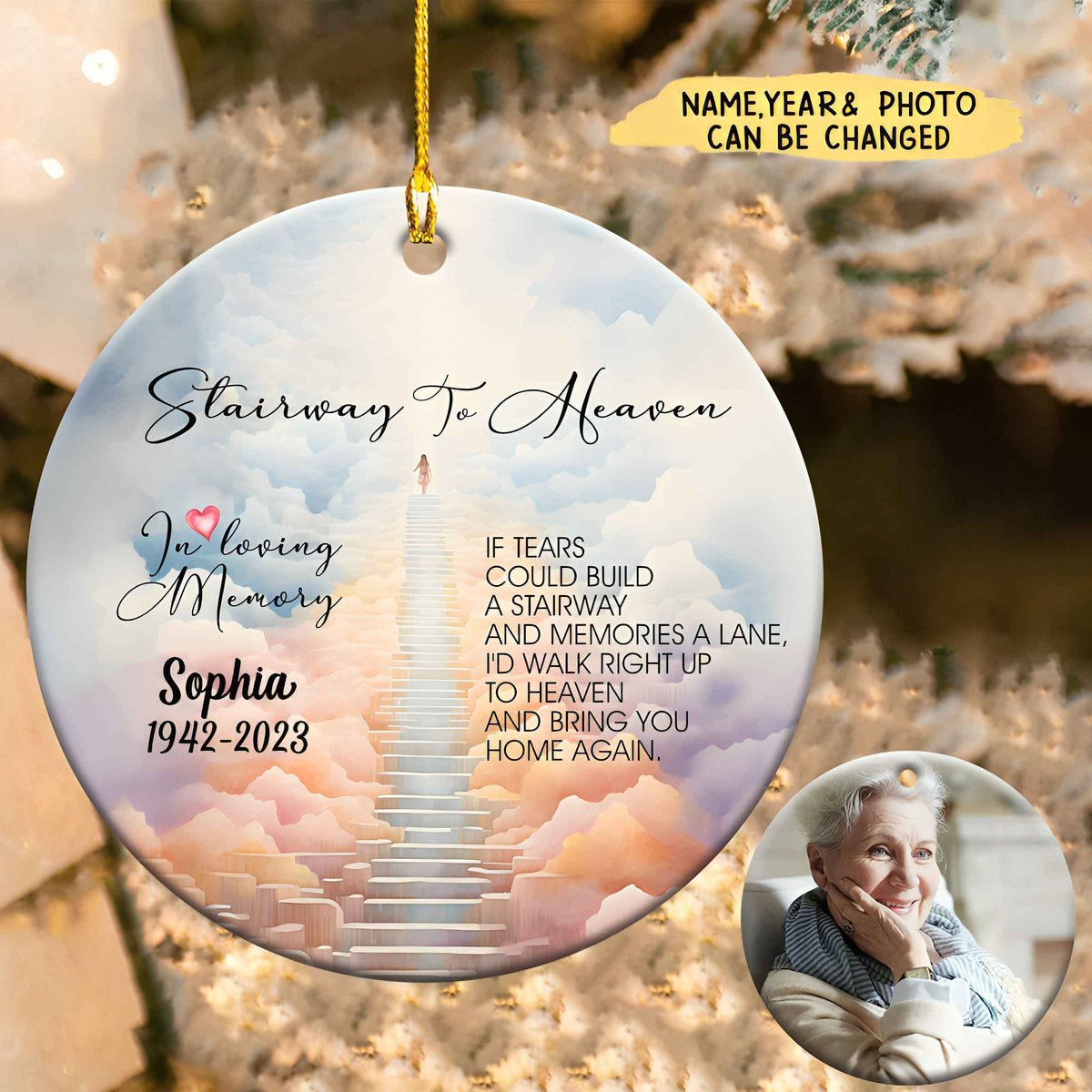 Heaven Memorial Ceramic Ornament -Personalized Remembrance Gift