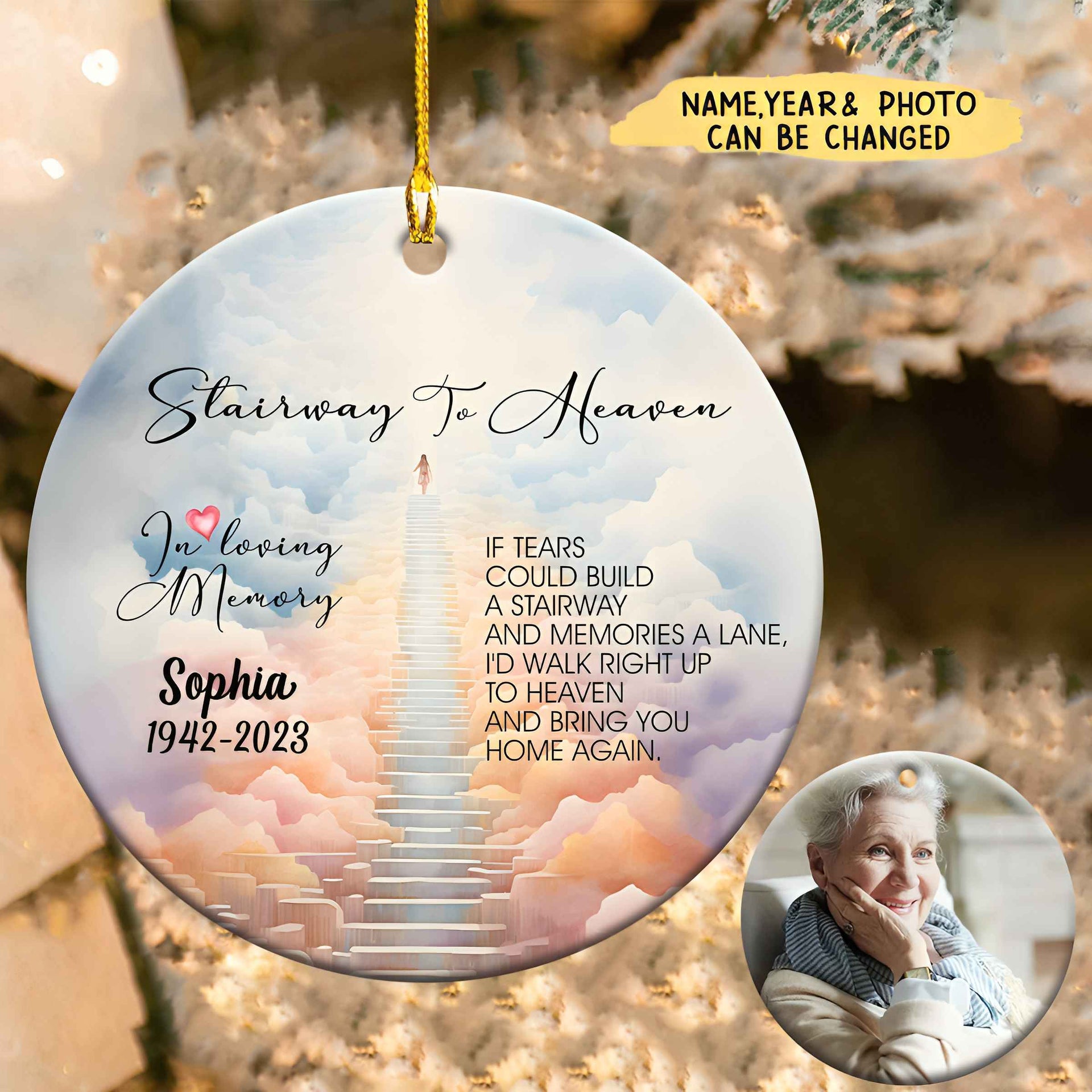 Heaven Memorial Ceramic Ornament -Personalized Remembrance Gift