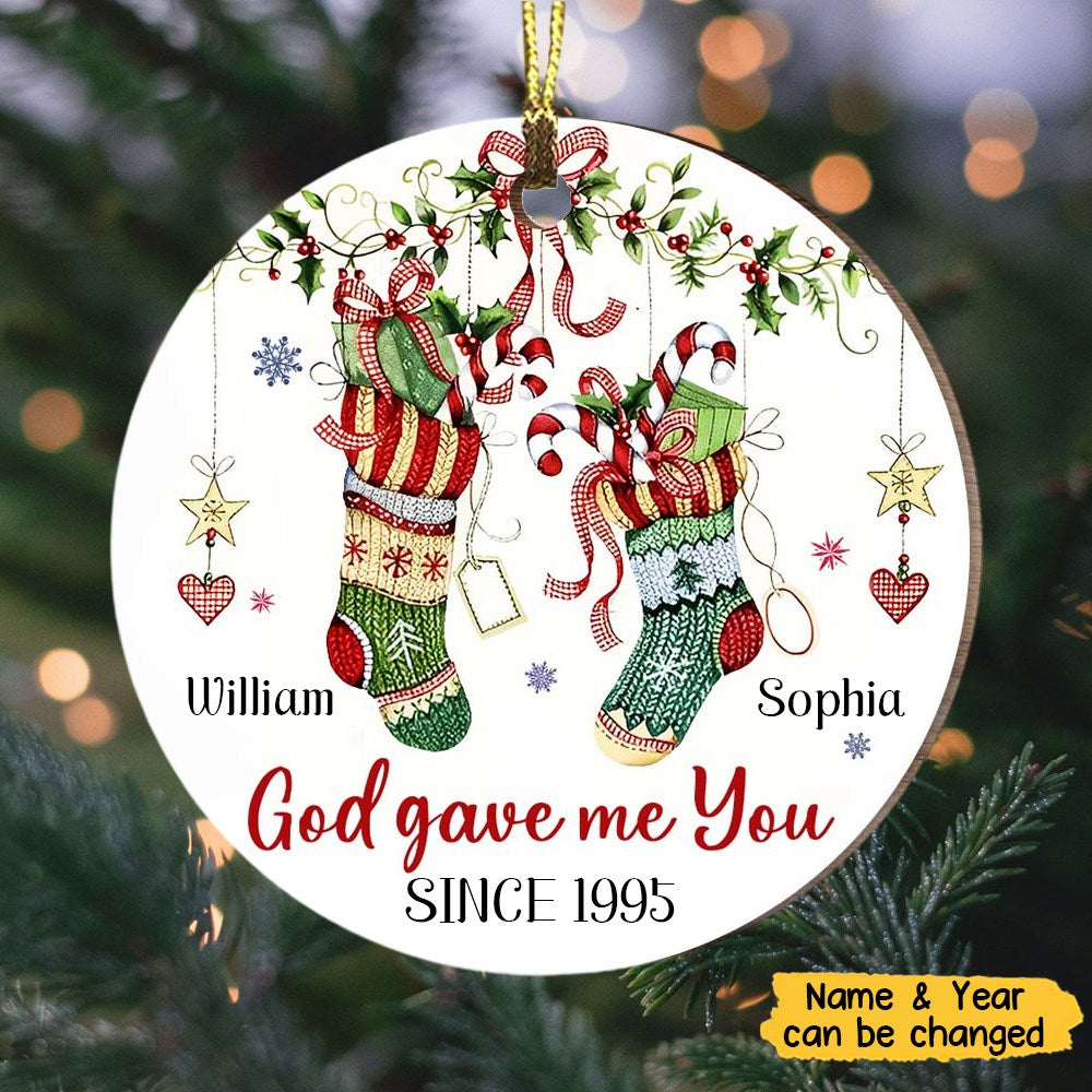 Gift For Couple God Gave Me You Personalized Circle Ornament