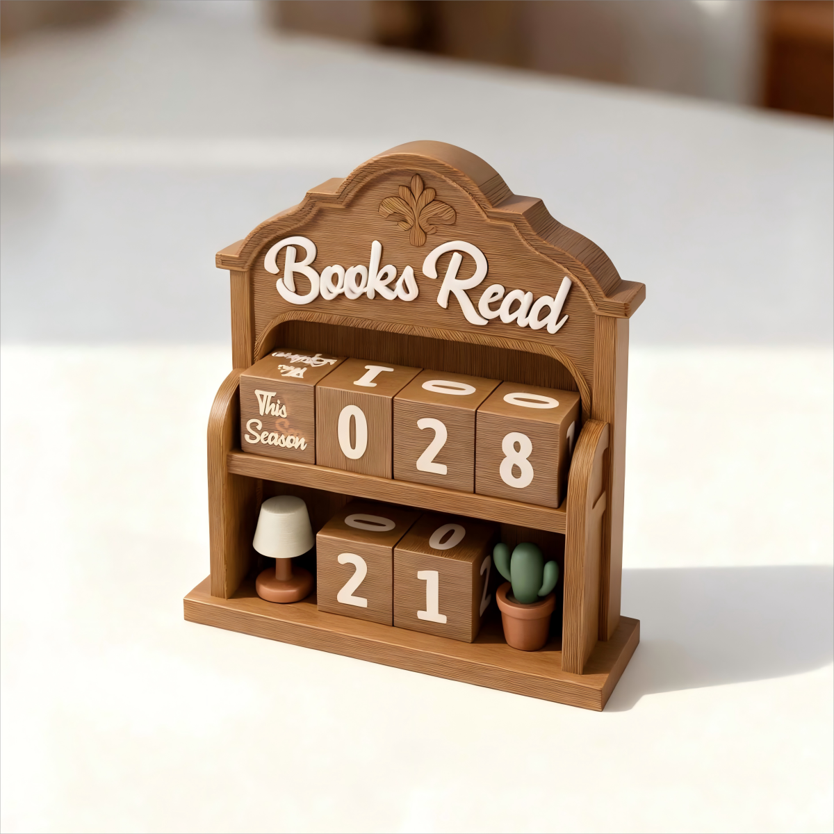 Vintage Style 3D-Printed Book Counter - Books Read This Year