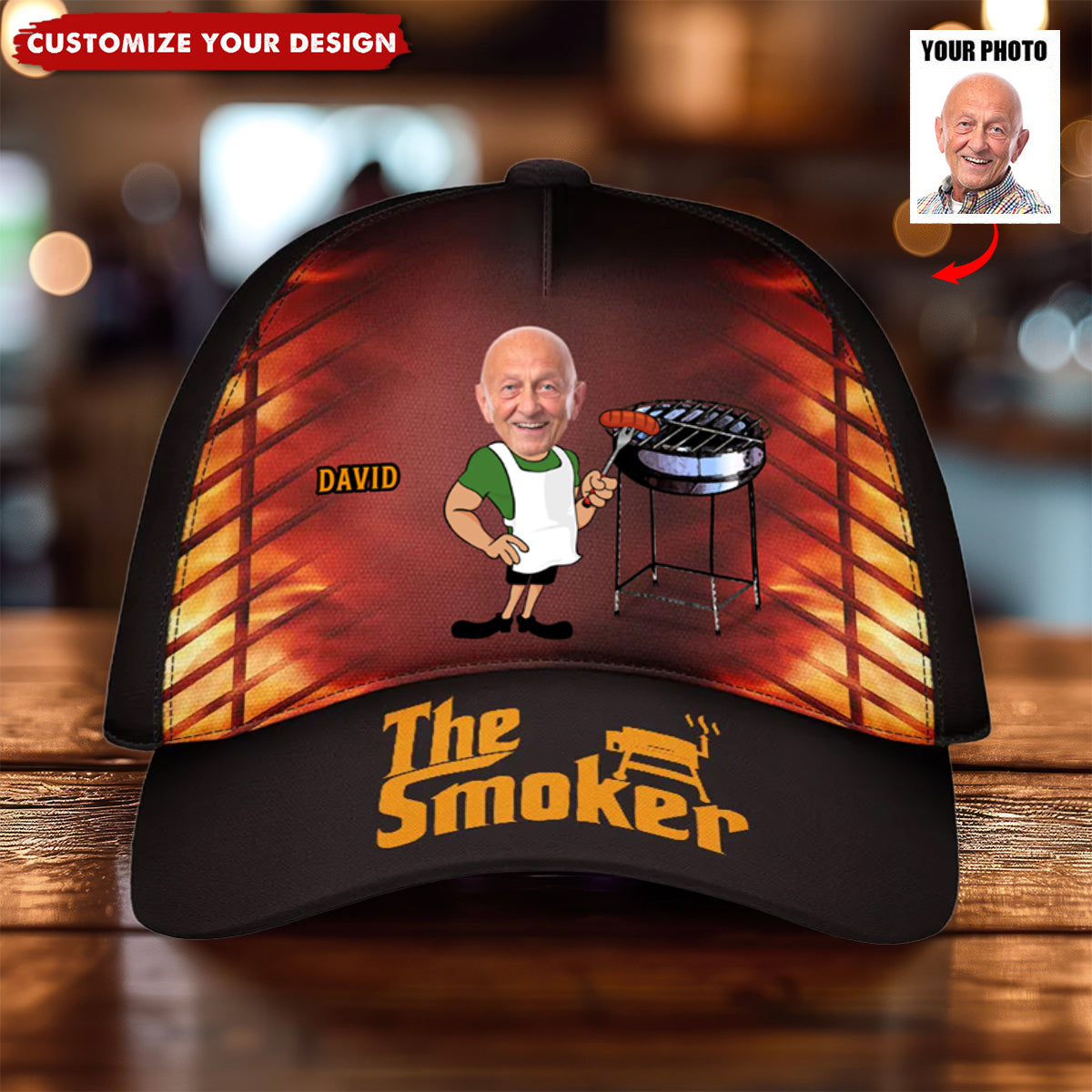 Custom Photo The Smoker BBQ Grilling - Personalized Classic Cap