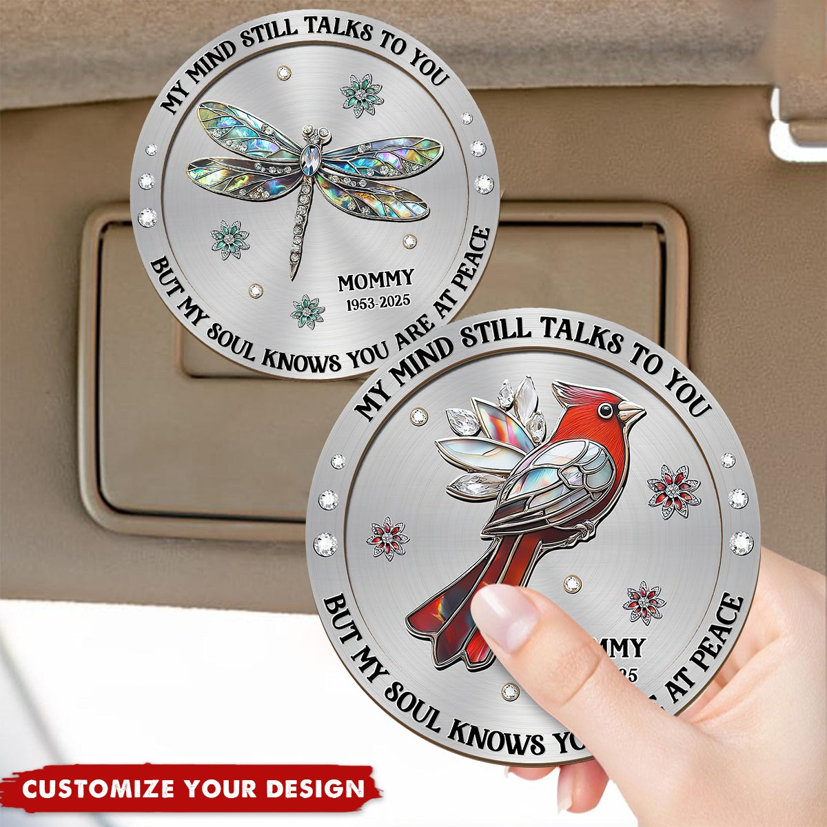 Memorial My Mind Still Talks To You - Personalized Car Visor Clip