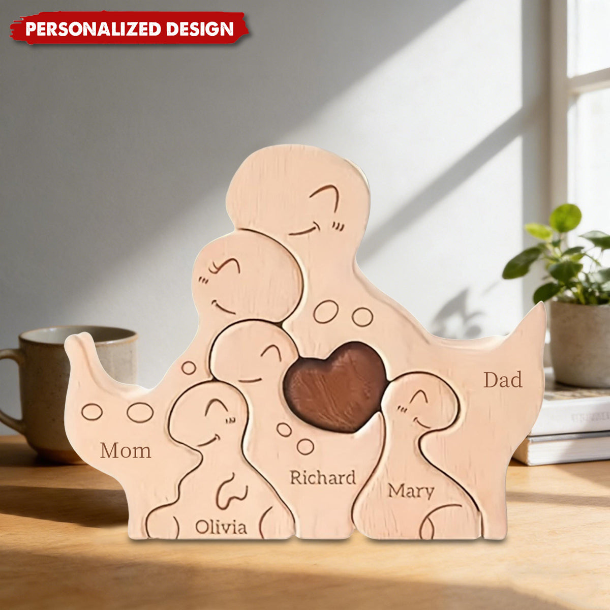 Personalized Dinosaur Family Puzzle, Kids Room or Nursery Decor