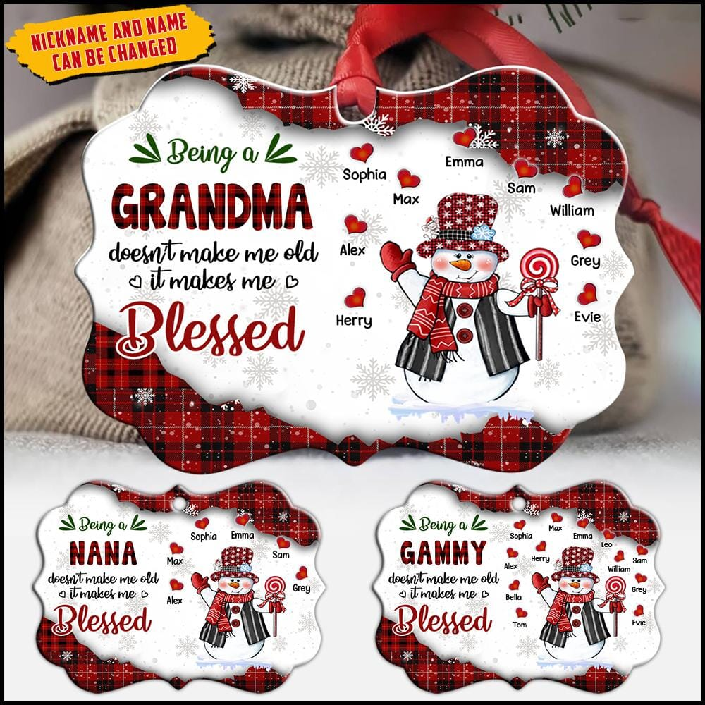 Snowman, Being a GRANDMA doesn't make me old. It makes me BLESSED Personalized Ornament