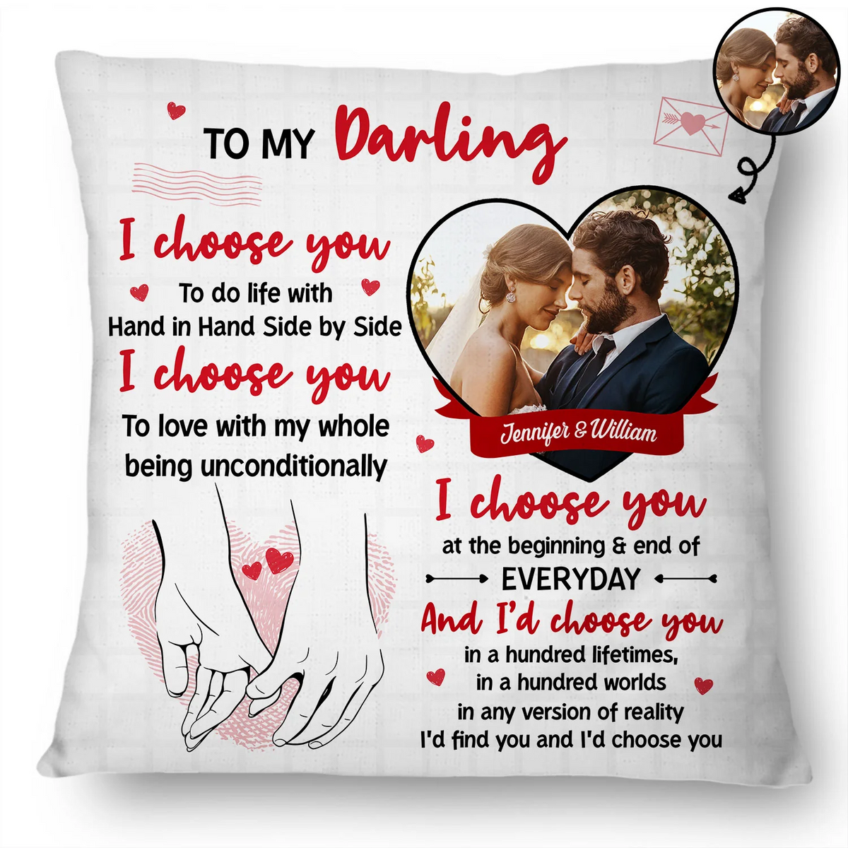 Custom Photo I Choose You Of The Begining - Personalized Pillow