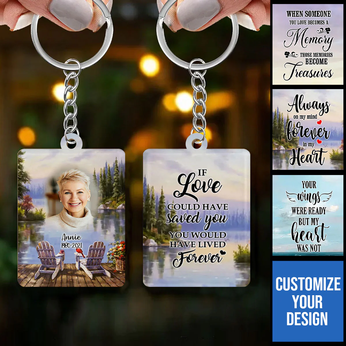 Memorial Photo Keyring-In Loving Memory Keyrings-In Loving Memory Custom Gifts