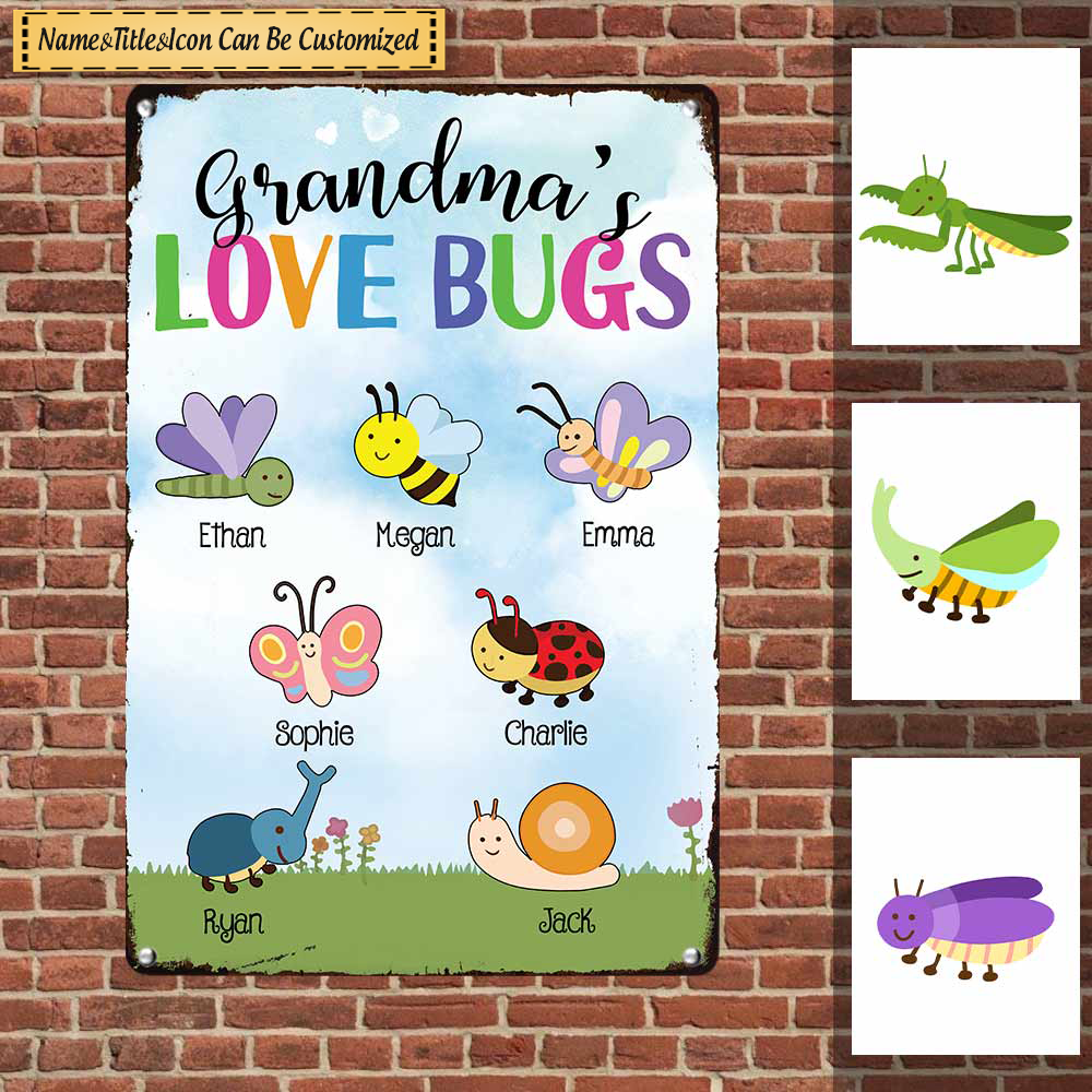 Grandma Love Bugs Gardening Garden Outdoor Metal Sign