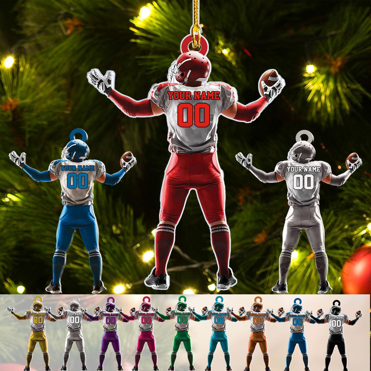 Personalized American Football Ornament - Custom Christmas Tree Hanging Ornament