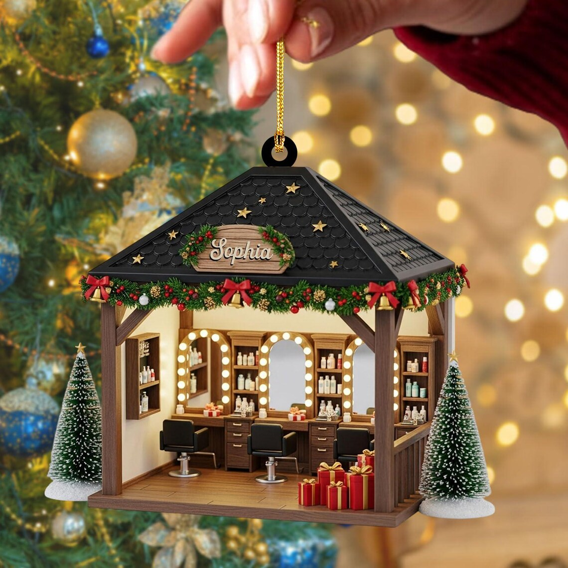 Custom Name Salon Decor Gift for Hairdresser- Personalized Custom Acrylic Ornament