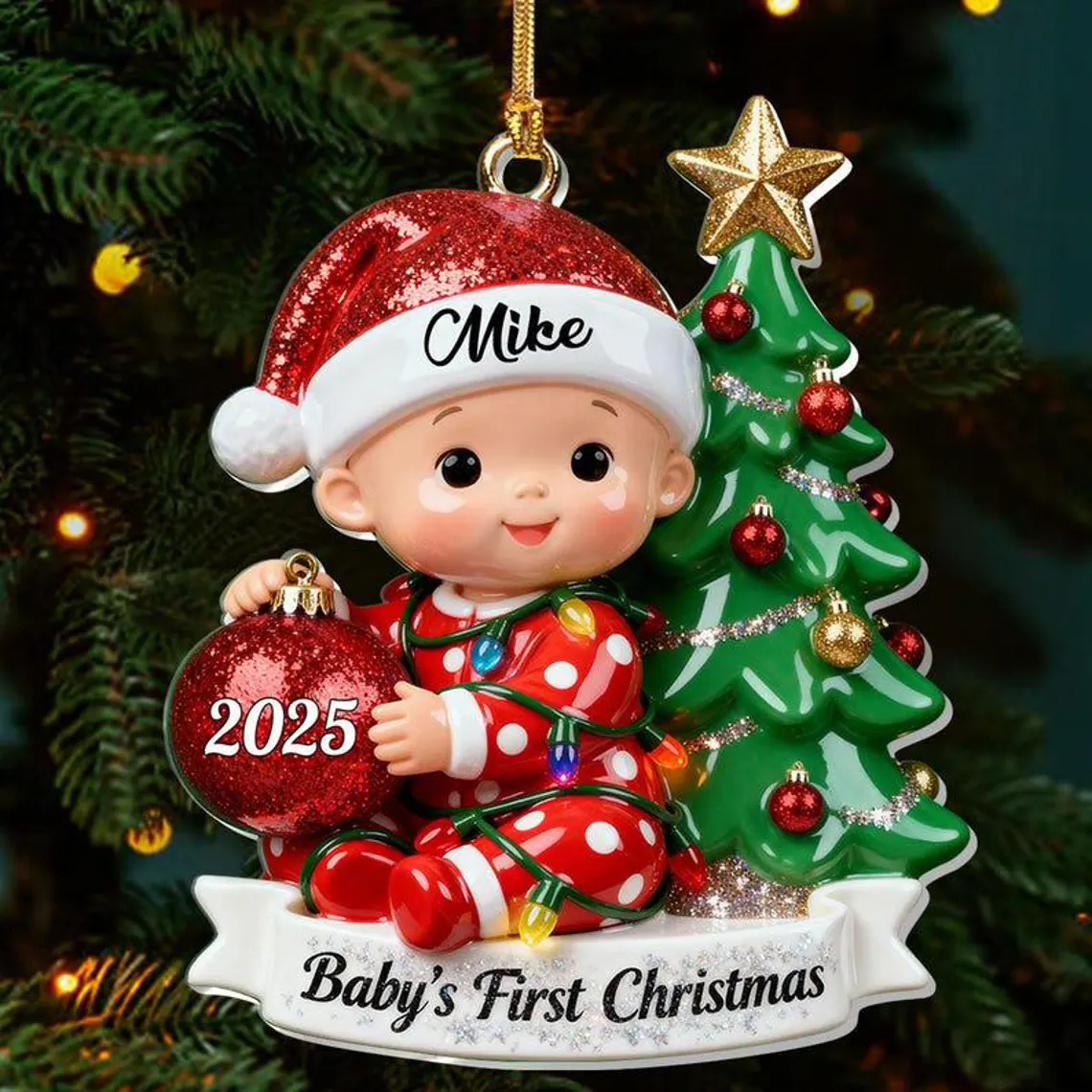 Custom Baby's First Christmas Ornament -  Baby Keepsake Holiday Decor