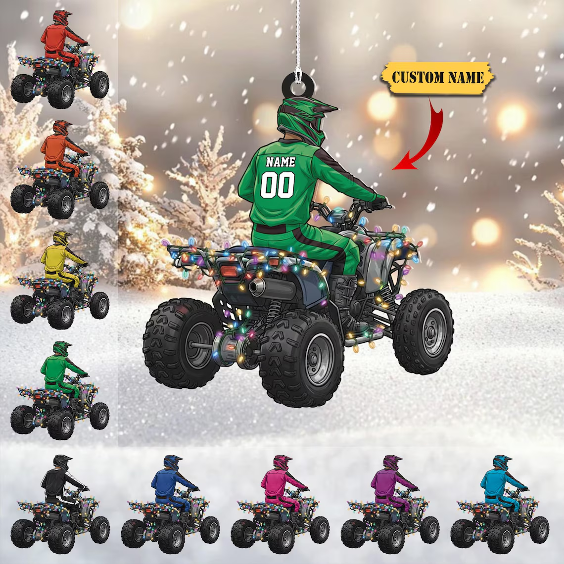 Personalized Quad Bike Rider Christmas Ornament - Gift for Offroad Lover