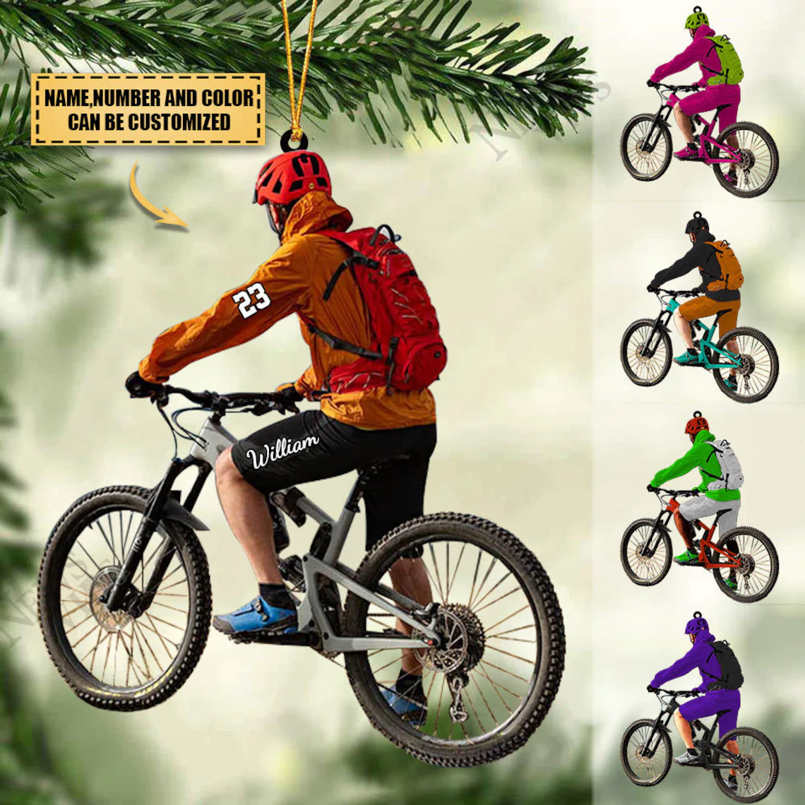 Personalized Mountain Biking Boy Christmas Ornament - Gifts For Biker