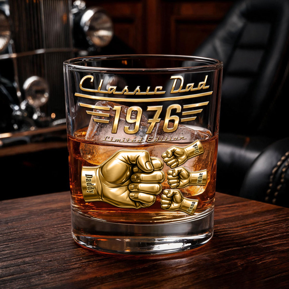 Timeless Dad Round Glass-Personalized Father's Day Gift For Dad Or Grandpa