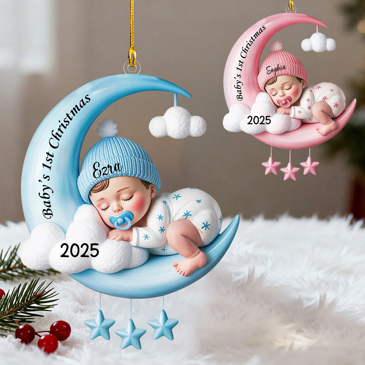 Personalized Baby's First Christmas Ornament, Baby Shower Gift