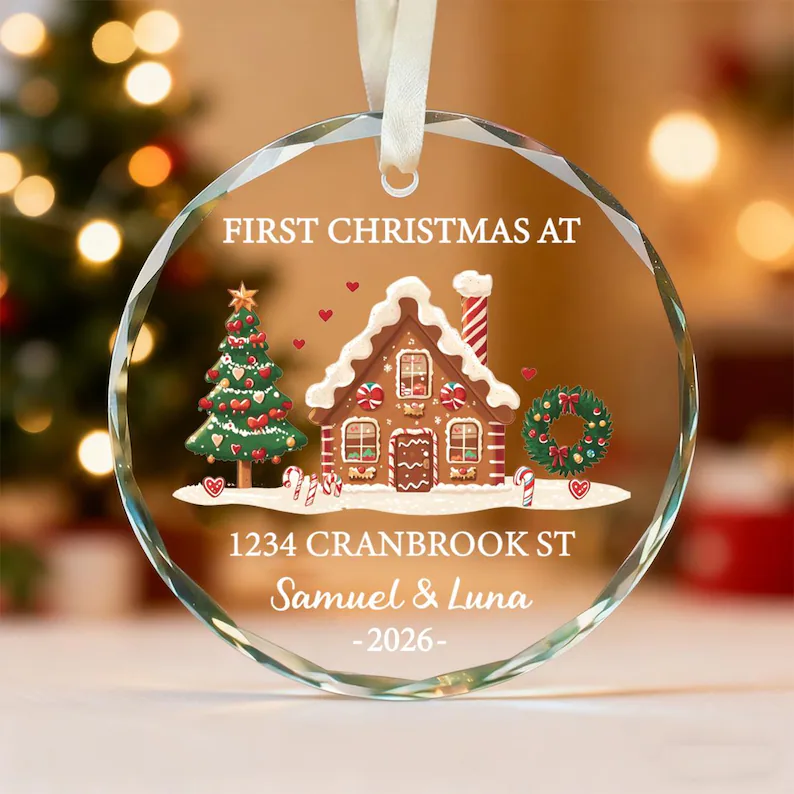 Personalized New Home Glass Ornament - Our First Christmas Housewarming Gift