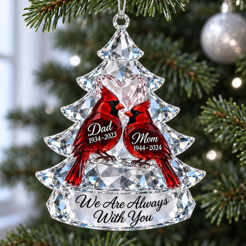 Personalized Cardinal Christmas Memorial Ornament