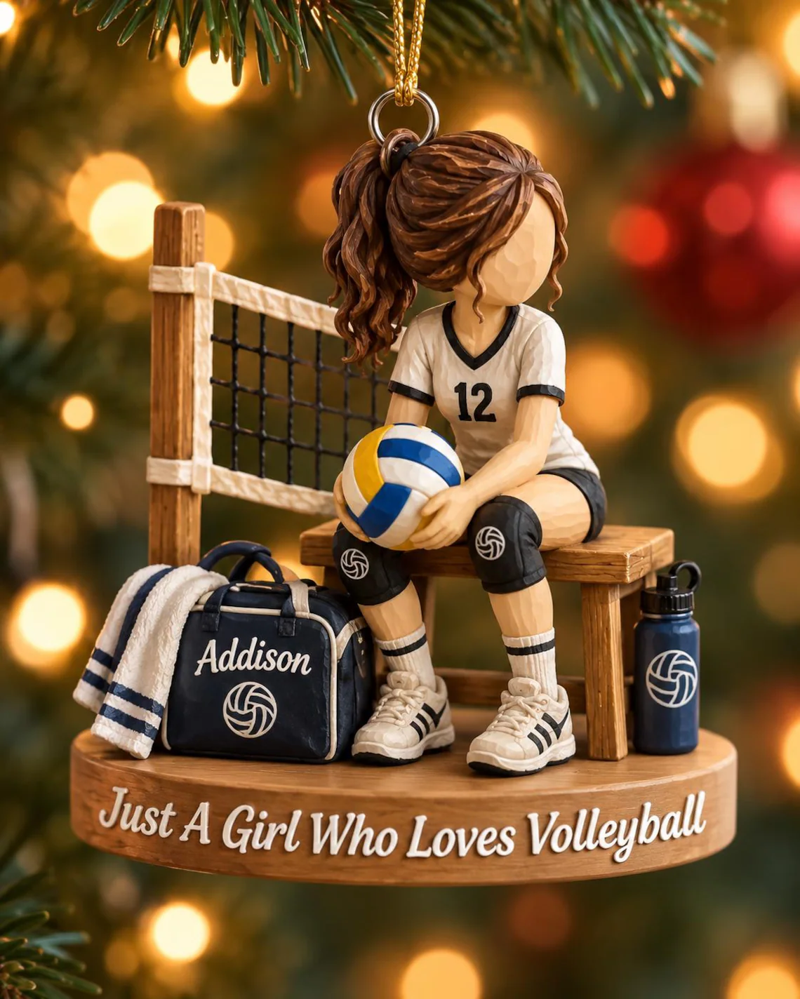 Personalized Volleyball Girl Christmas Ornament, Custom Volleyball Player Gift