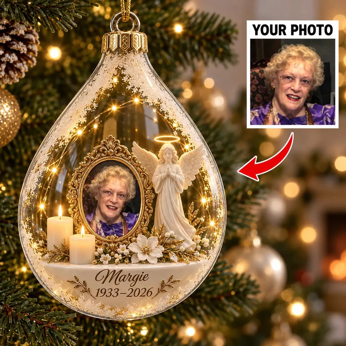 Your Light Still Shines-Personalized Photo Memorial Acrylic Ornament,Sympathy Gift