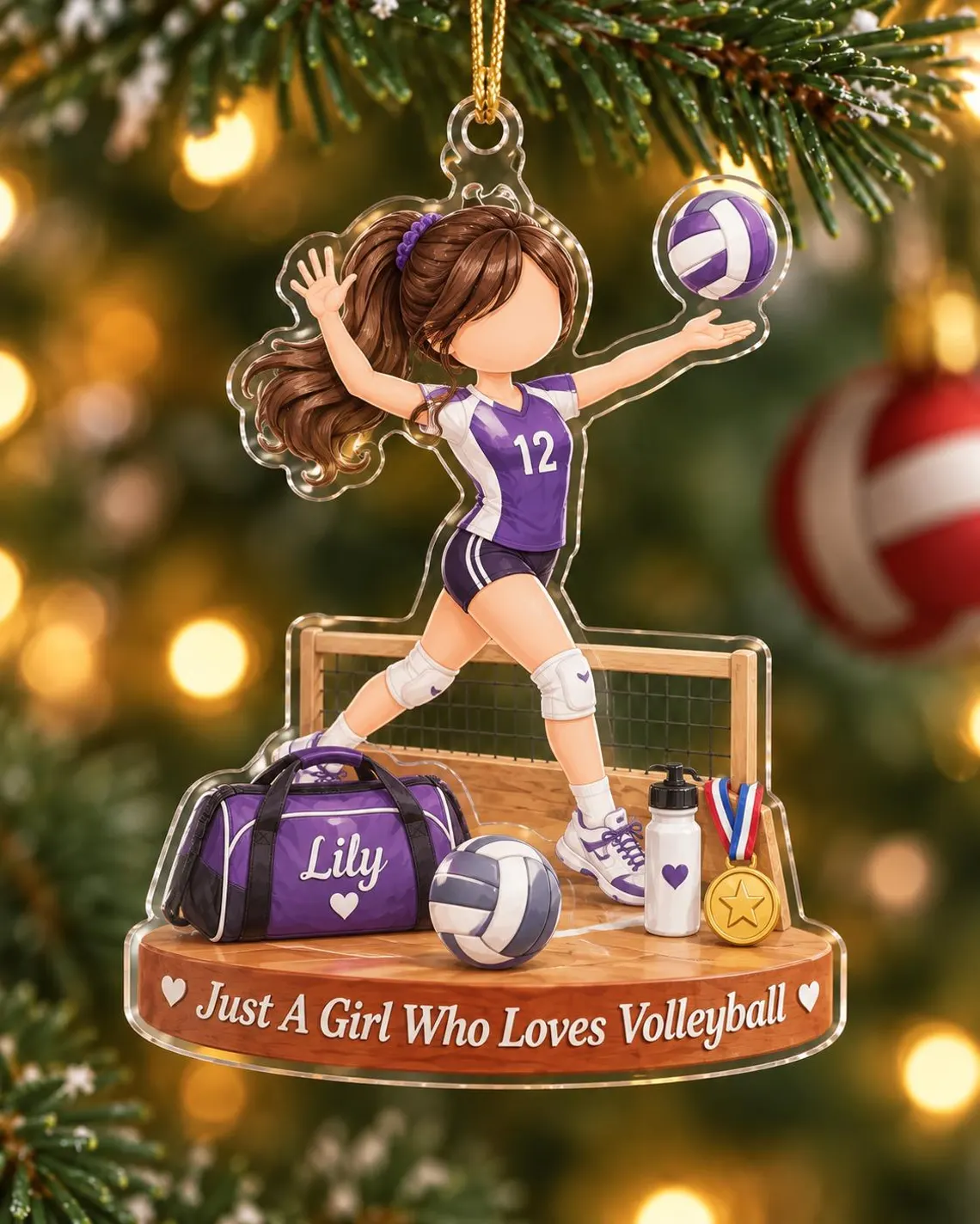 Personalized Volleyball Girl Ornament, Custom Player Name Gift