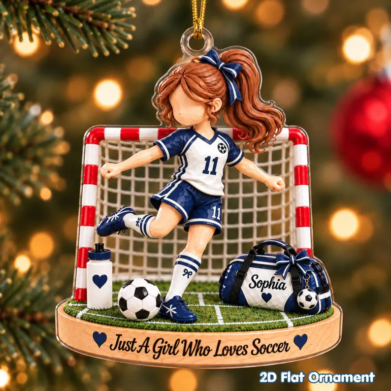 Personalized Soccer Girl Ornament
