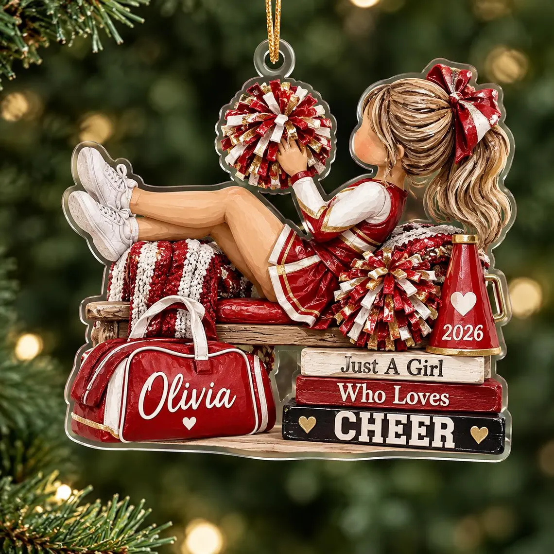 Personalized Cheerleader Girl Christmas Ornament