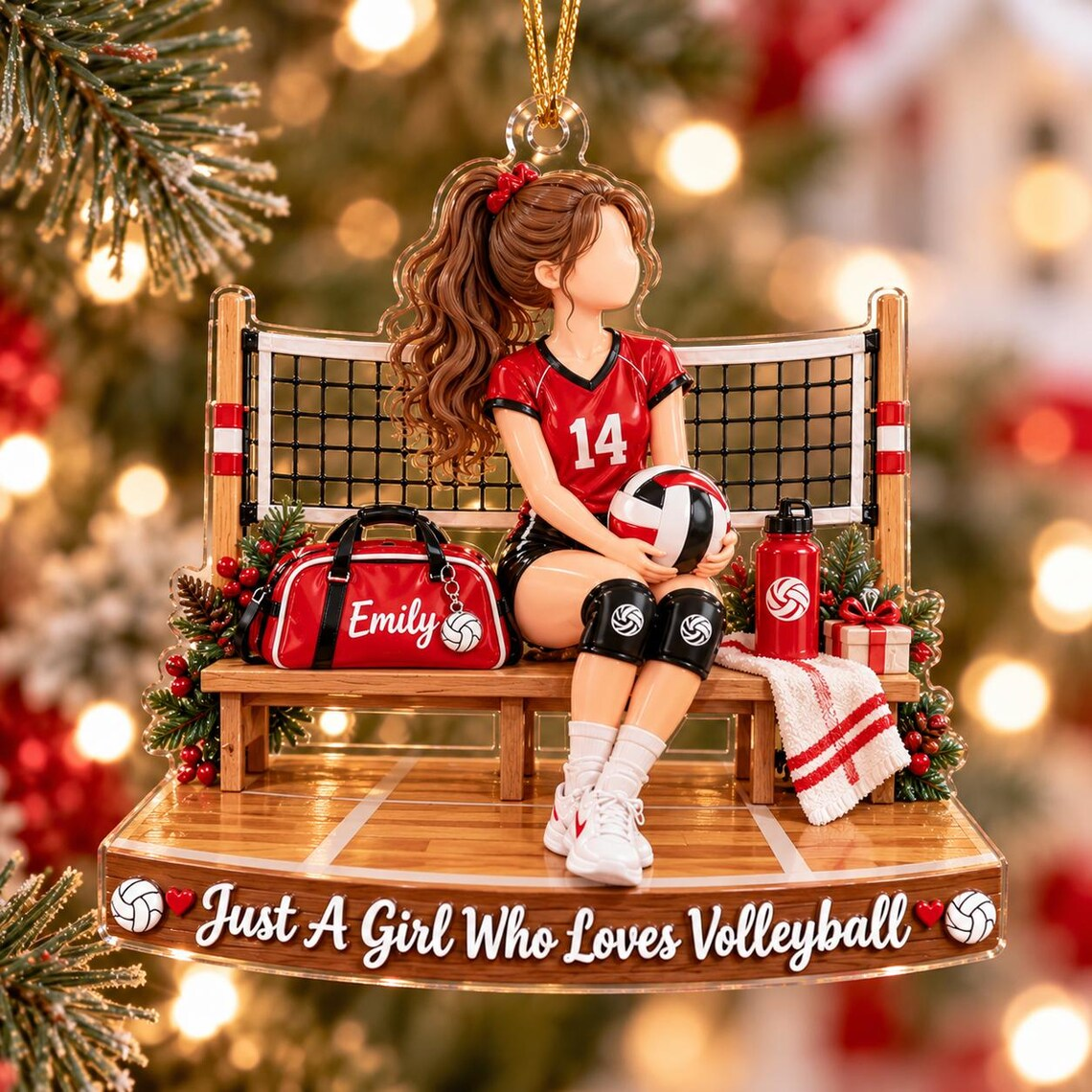 Personalized Volleyball Girl Christmas Ornament,Just A Girl Who Loves Volleyball Ornament