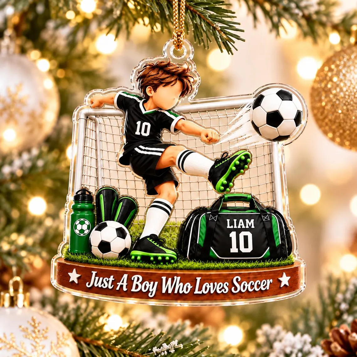 Personalized Soccer Boy Ornament,  Soccer Team Player Keepsake