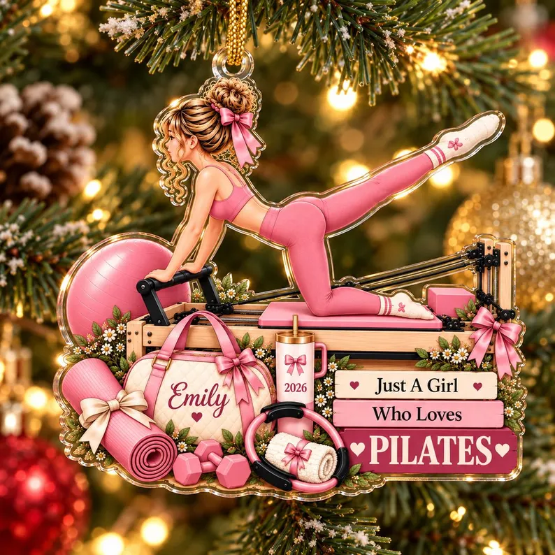 Personalized Pilates Girl Christmas Ornament