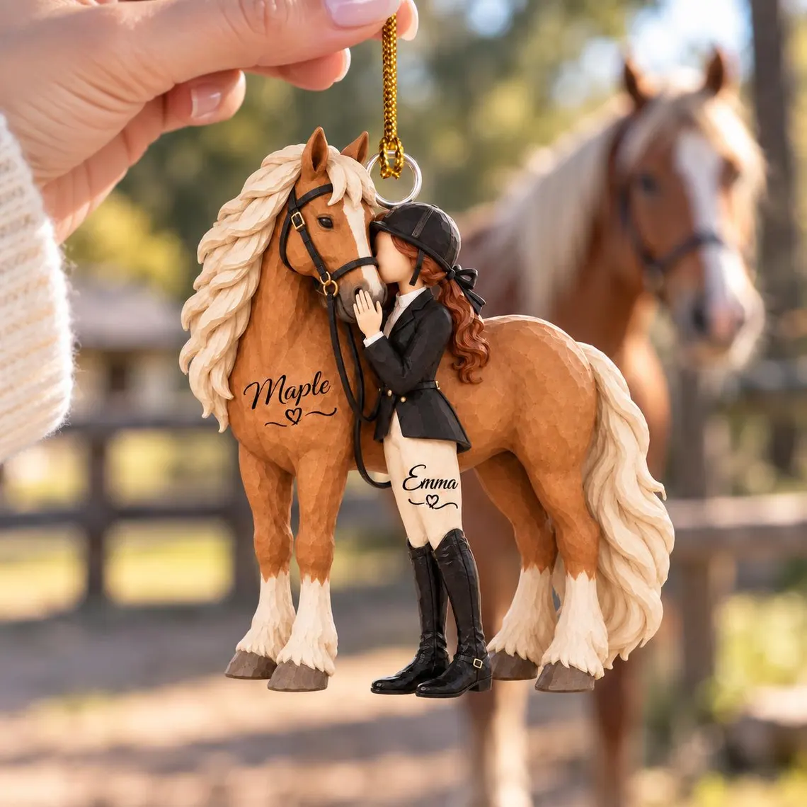 Personalized Horse Acrylic Ornament, Custom Horse and Rider Christmas Ornament