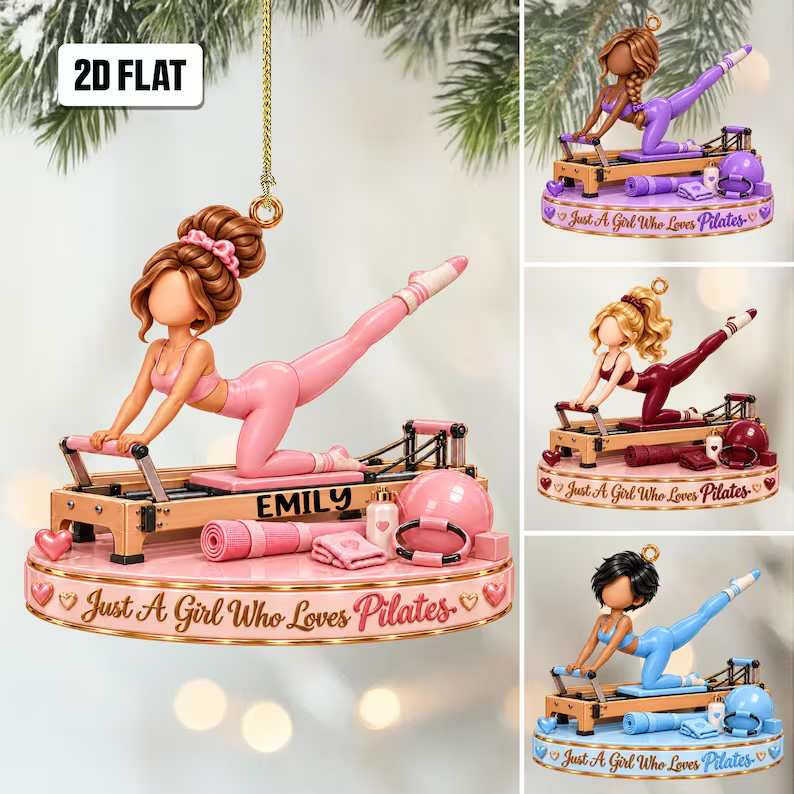 Custom Name Reformer Pilates Christmas Ornament