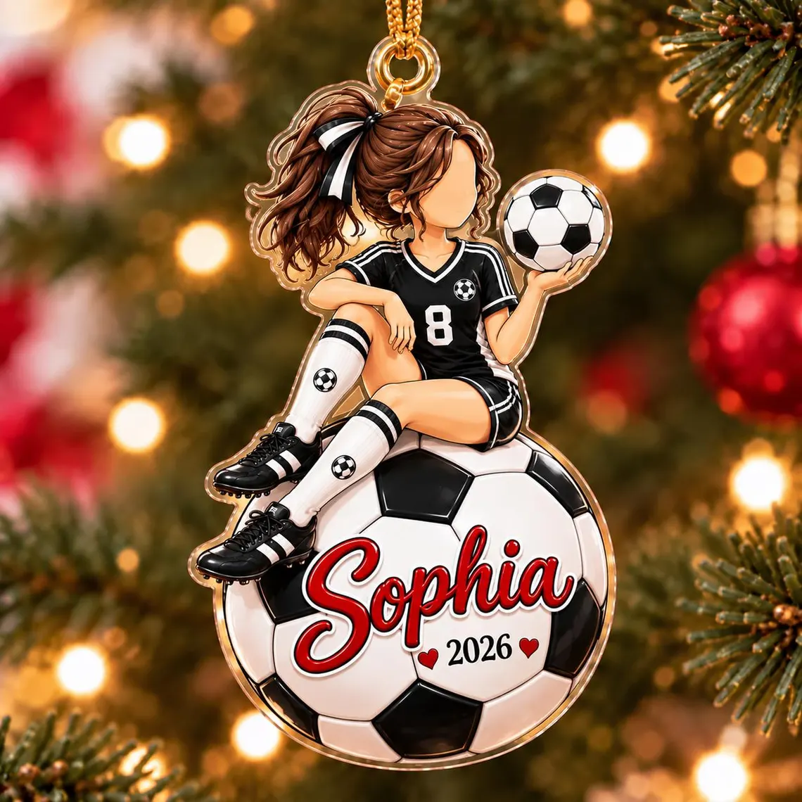 Personalized Soccer Girl Ornament